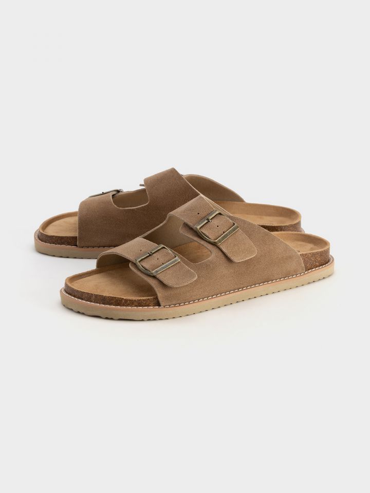 כפכפי רצועות   עור זמש