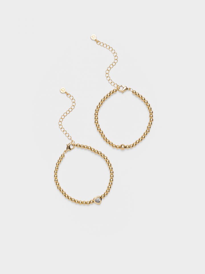 זוג צמידי לבבות