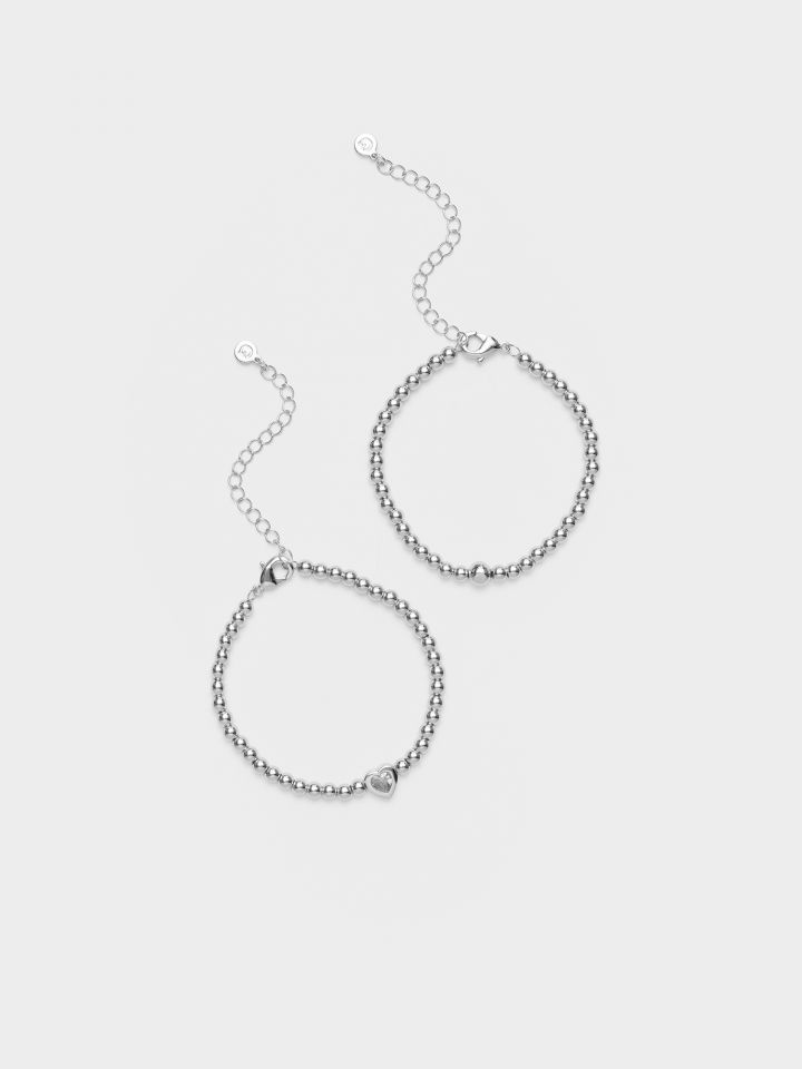 זוג צמידי לבבות