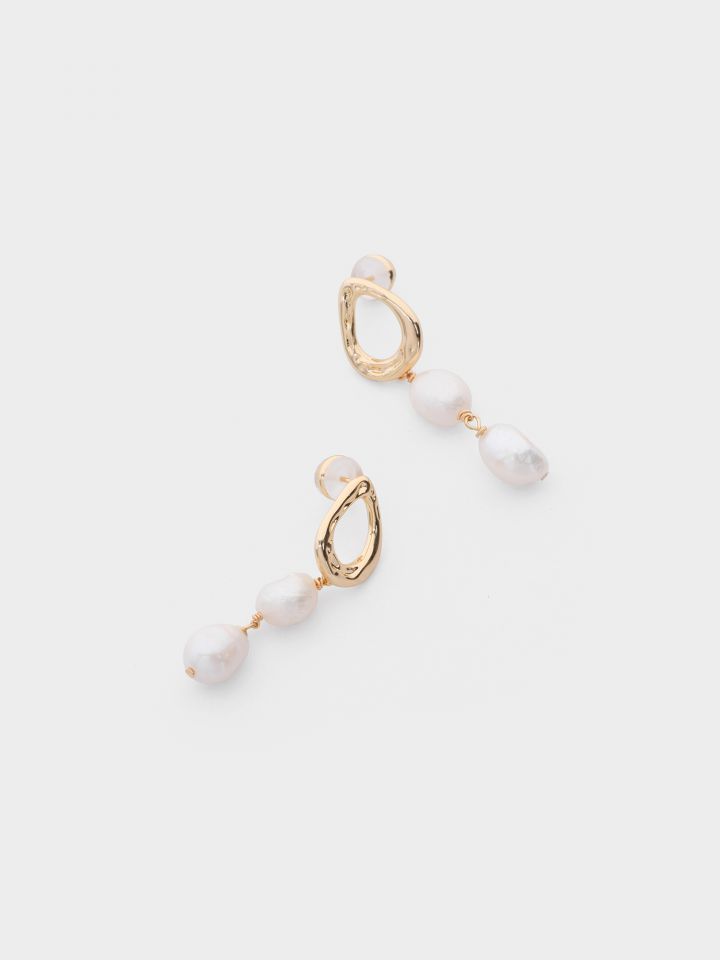 עגילי שרשרת פנינים