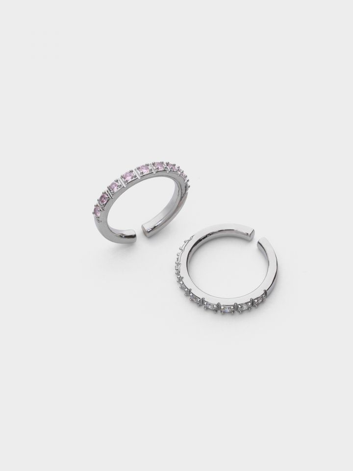 סט 2 טבעות אבנים צבעוניות