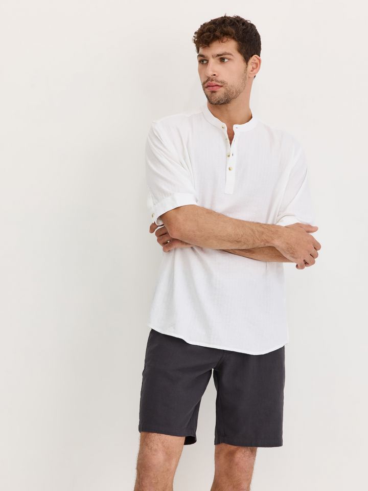 חולצת שנטי צווארון סיני שרוול 3/4