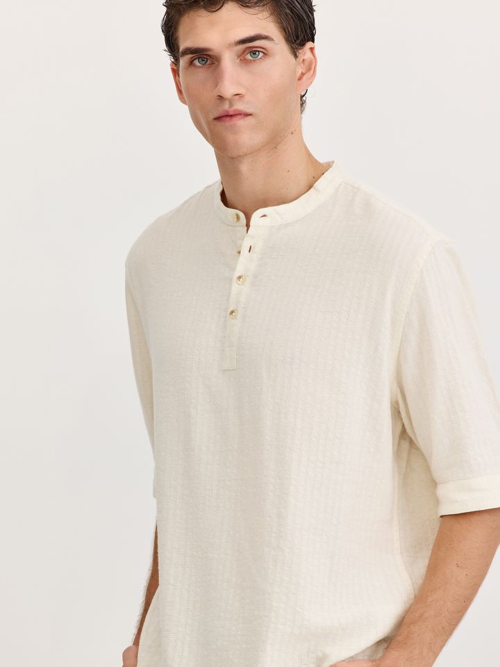 חולצת שנטי צווארון סיני שרוול 3/4