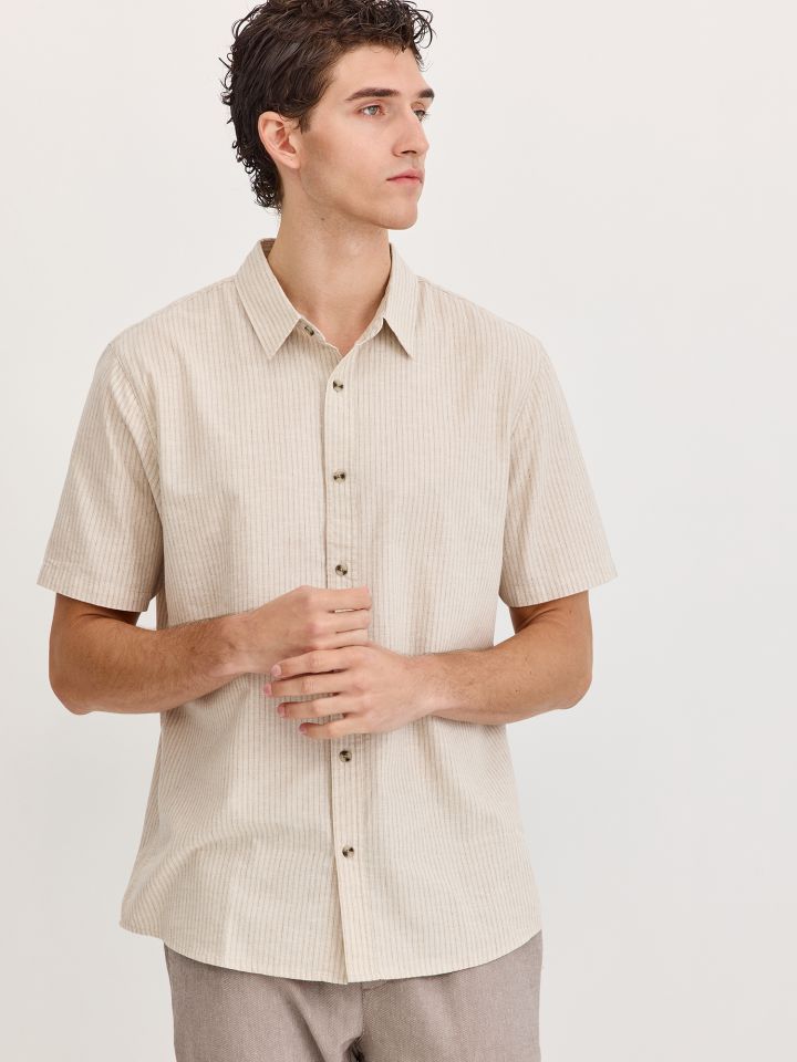 חולצת אריג קצרה פסים