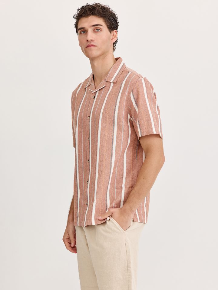 חולצה מכופתרת קצרה פסים