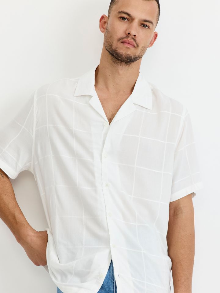 חולצה מכופתרת ז’קארד משבצות