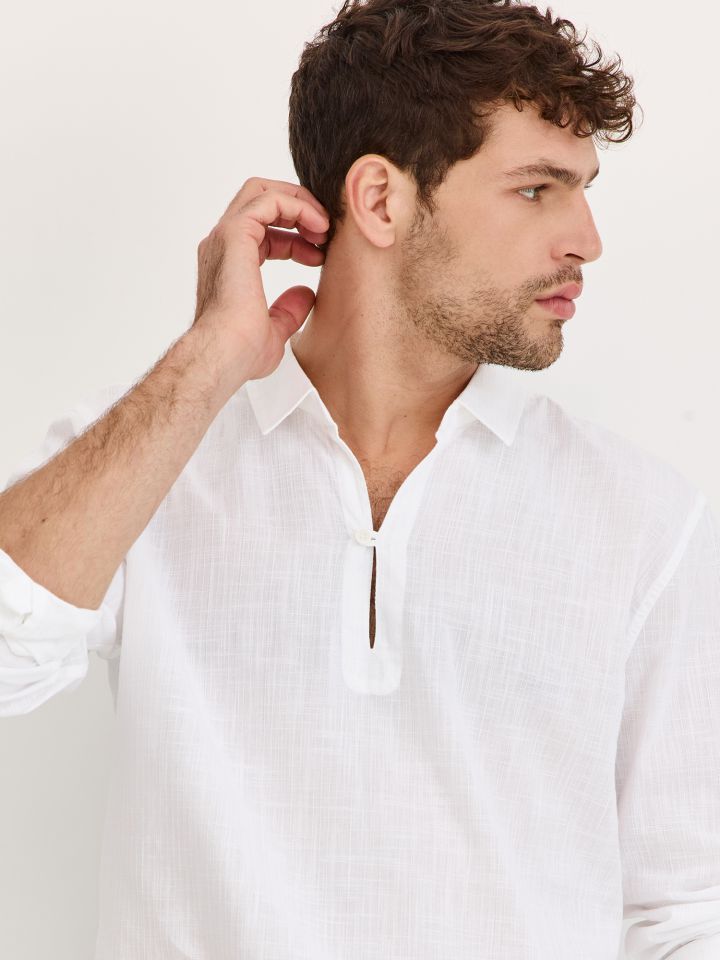 חולצת אריג ארוכה שנטי טקסטורה