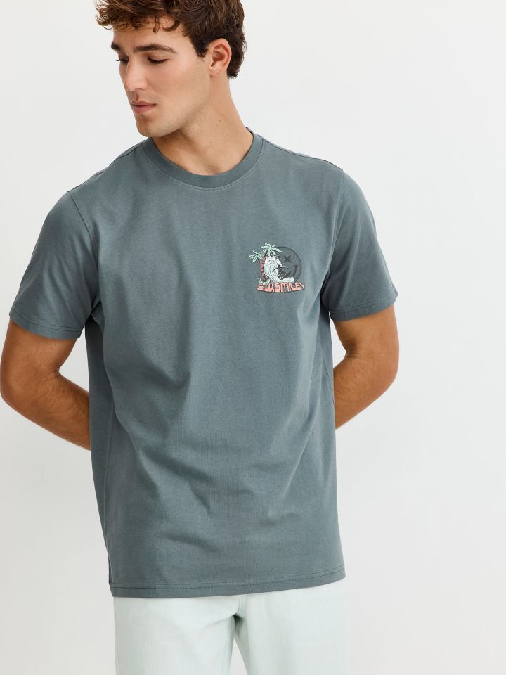 טי שירט קצרה דפוס חוף