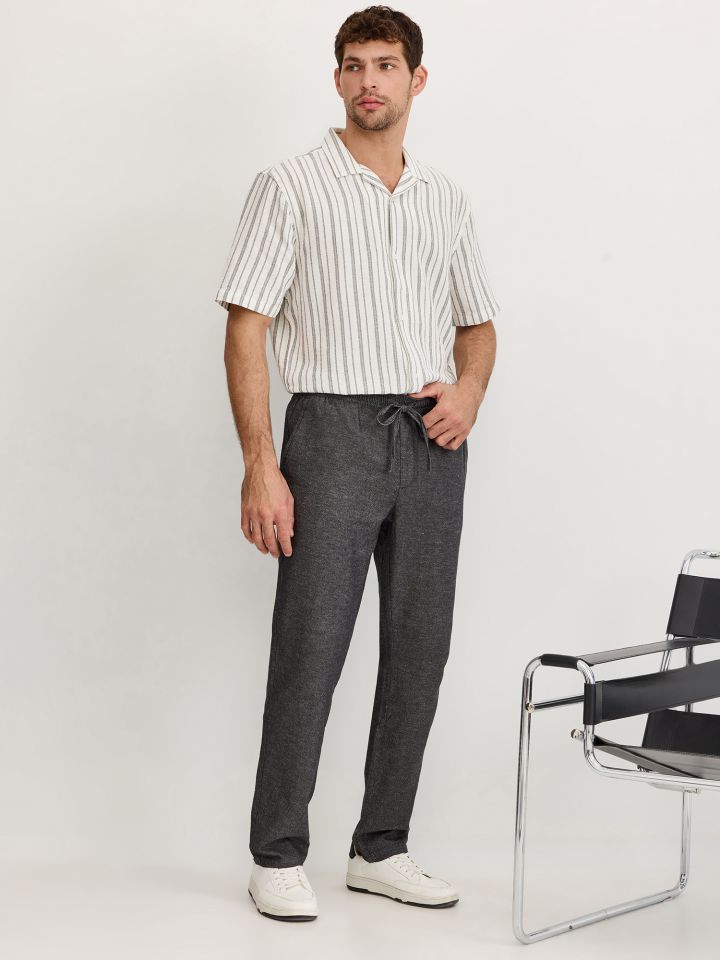 מכנסי צ’ינו כותנה בשילוב פשתן