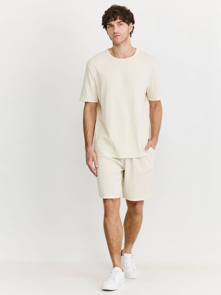 מכנסי ברמודה וופל פסים