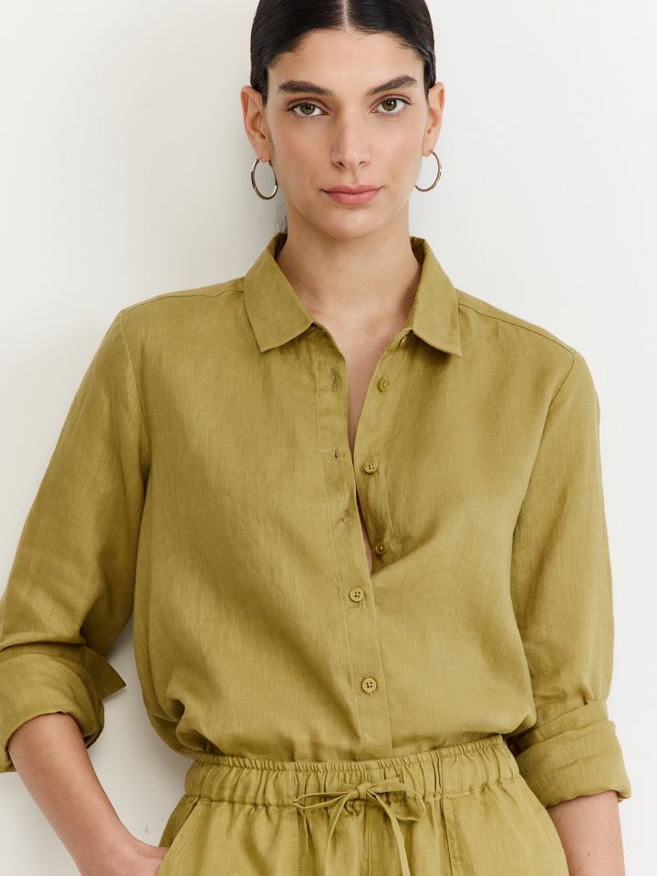 חולצה מכופתרת פשתן