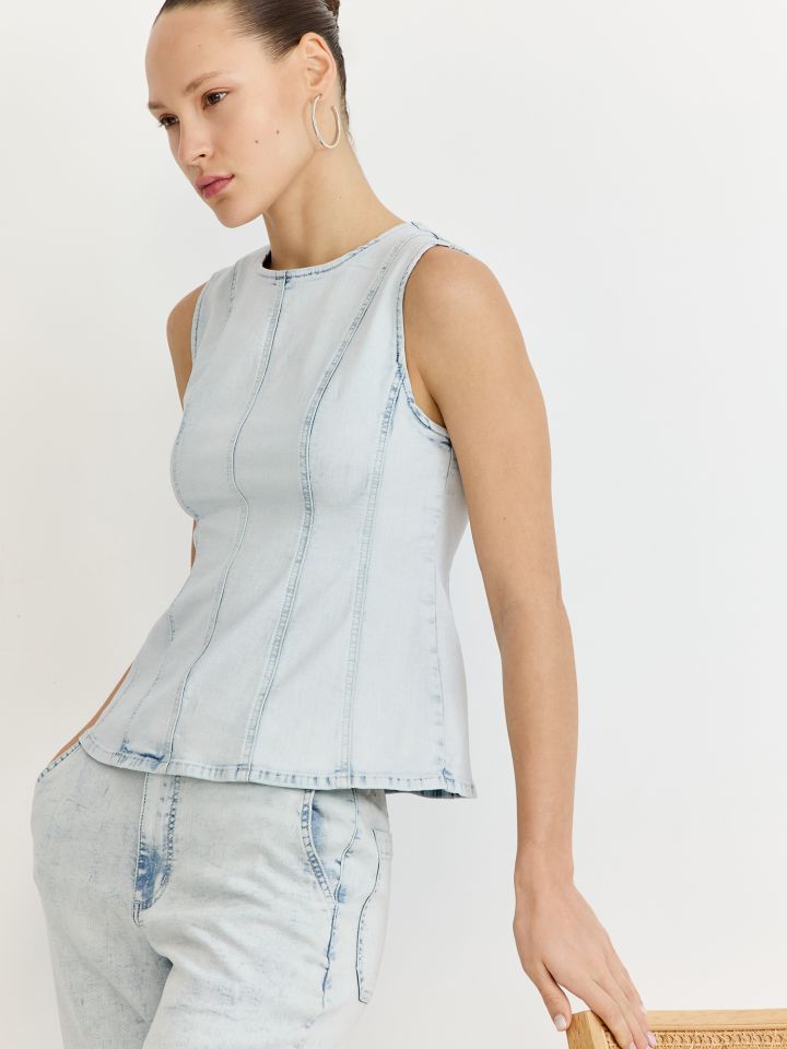 טופ פרנץ טרי בסגנון DENIM