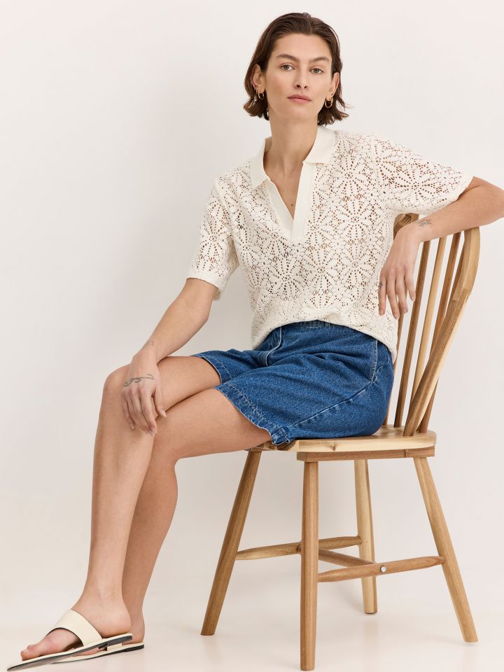 חולצת פולו סריגת קרושה