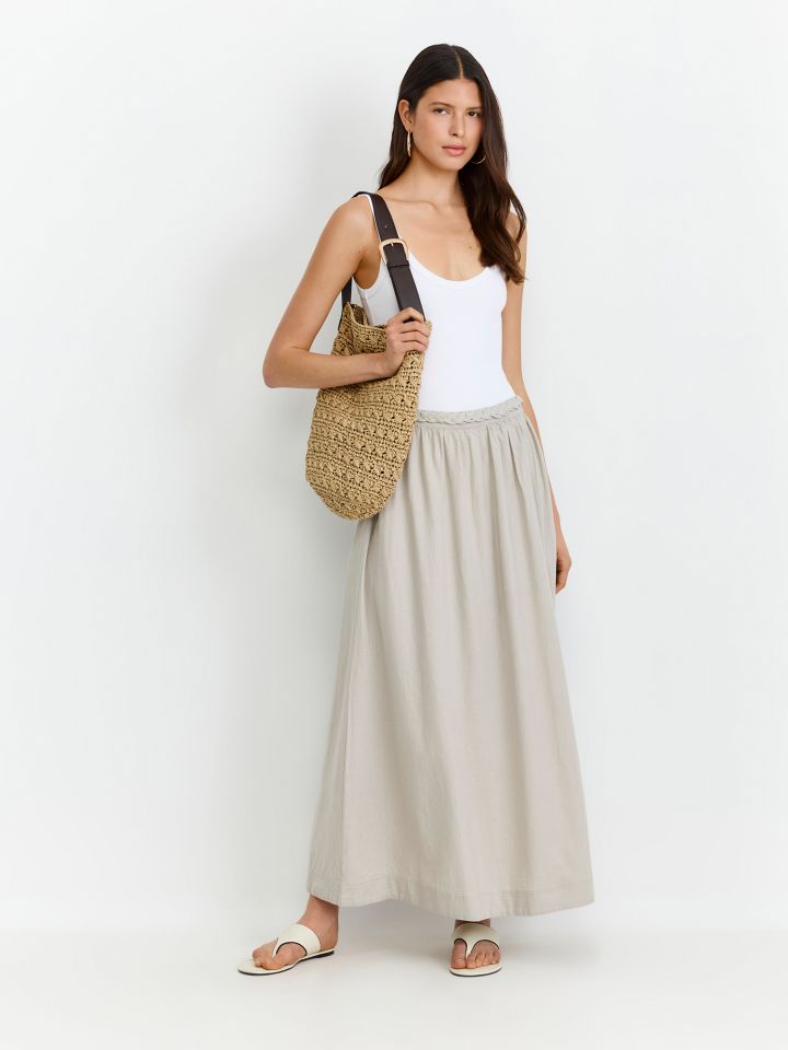 חצאית מידי בתערובת פשתן