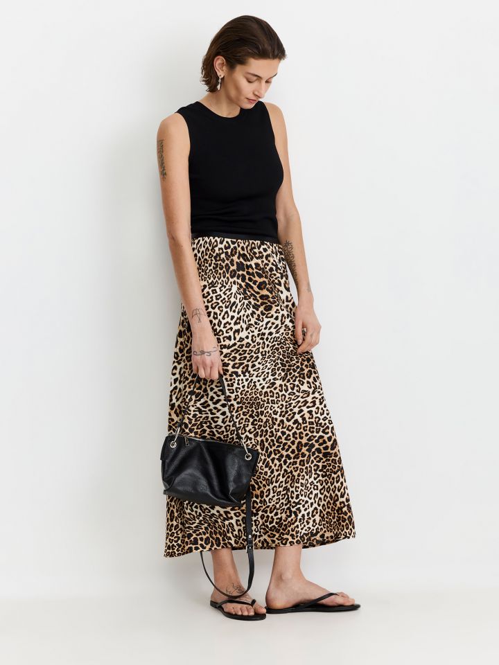 חצאית סאטן מותן אלסטית