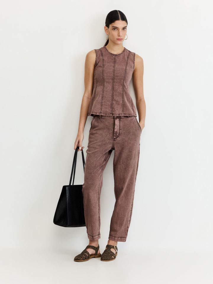 מכנסי PAPER BAG במראה ג’ינס