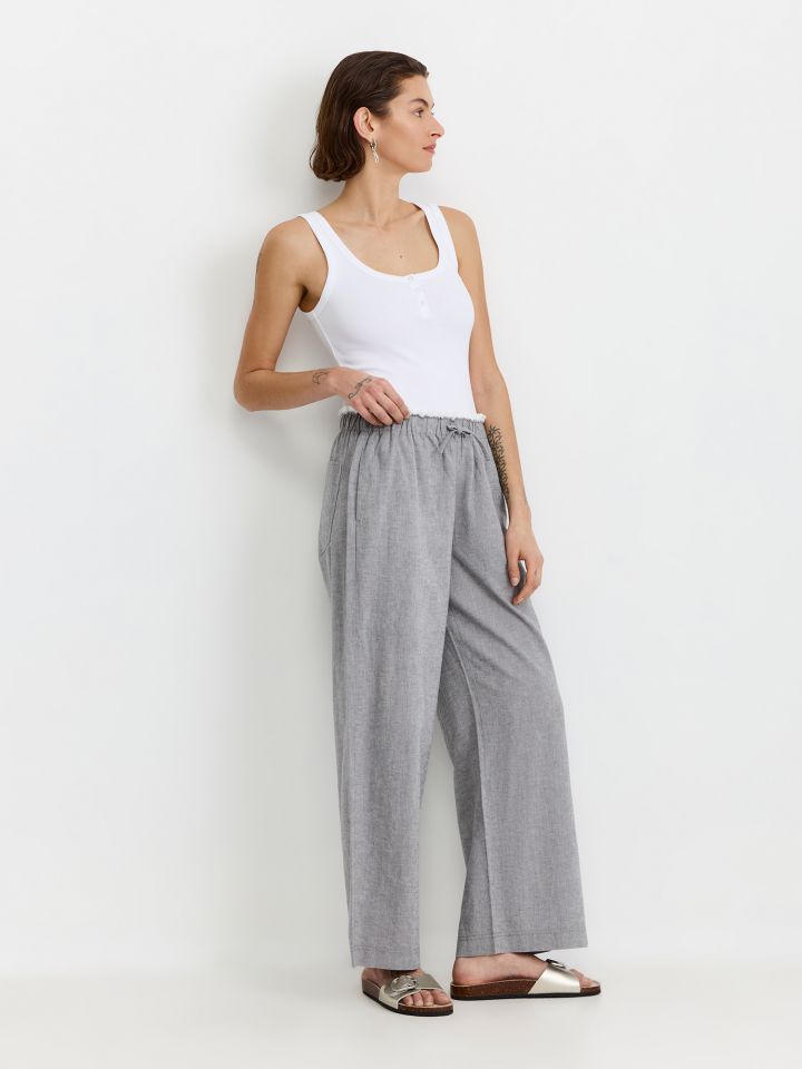 מכנסיי WIDE LEG מותן פרומה