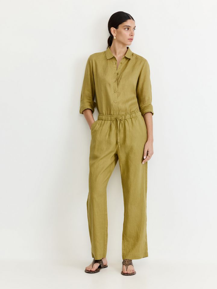 מכנסי פשתן ארוכים