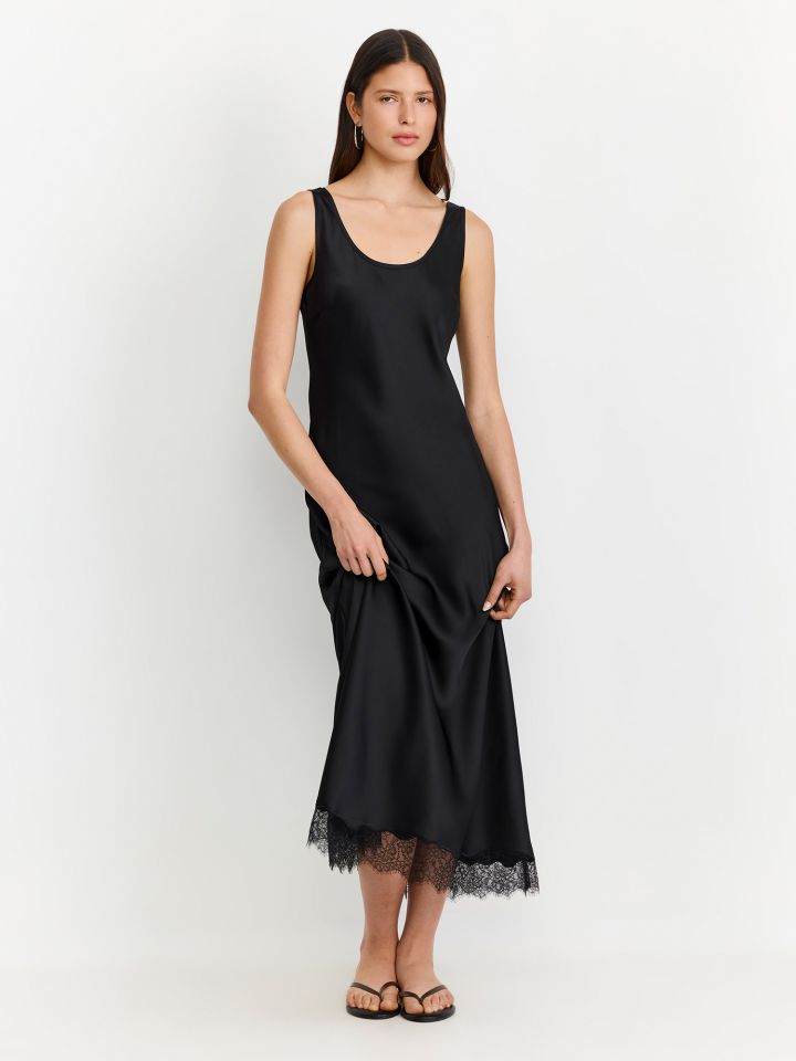 שמלת מקסי סאטן תחרה