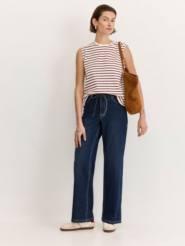 מכנסי ג’ינס WIDE LEG בשילוב חגורה