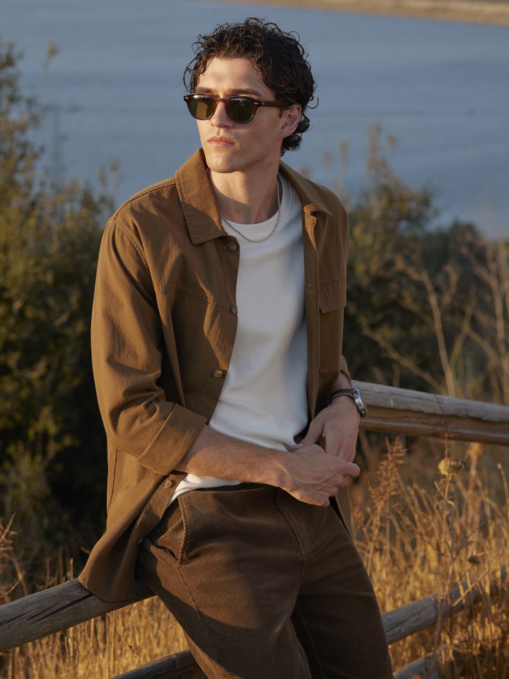 חולצה מכופתרת כותנה עם כיס