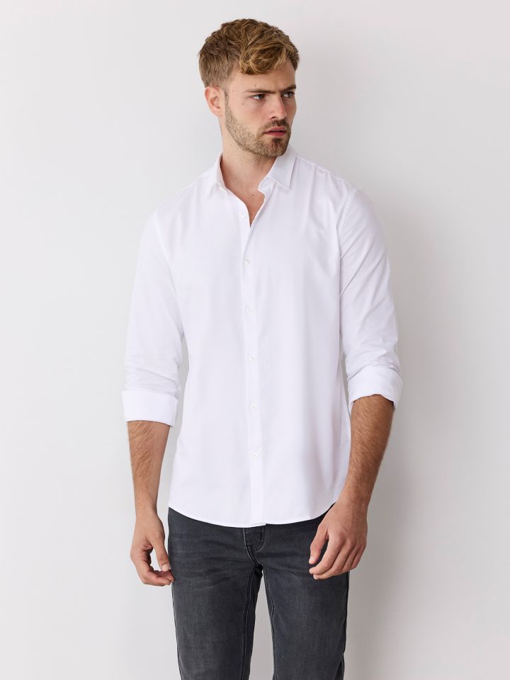 חולצה מכופתרת קלאסית טקסטורה