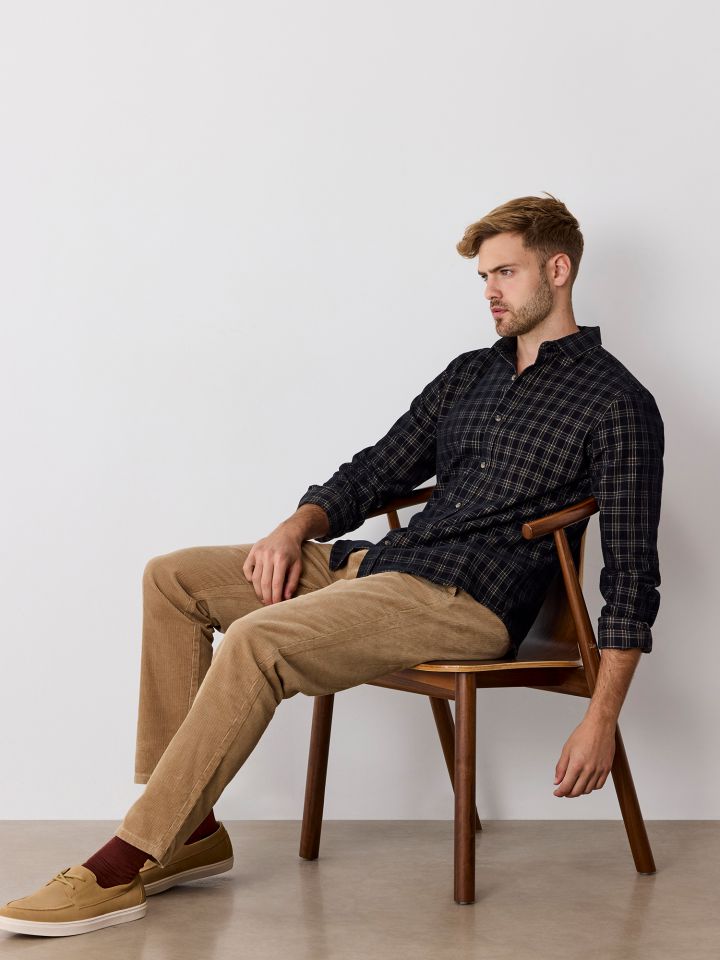 חולצה מכופתרת קורדרוי משבצת