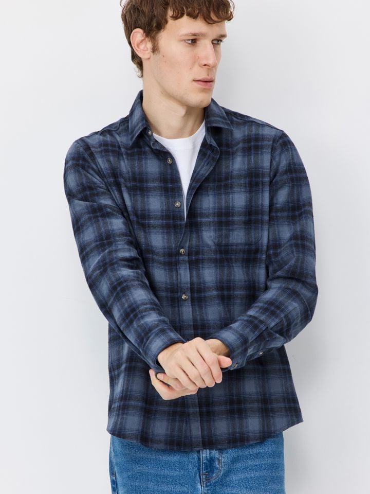 חולצה מכופתרת פלאנל כיס