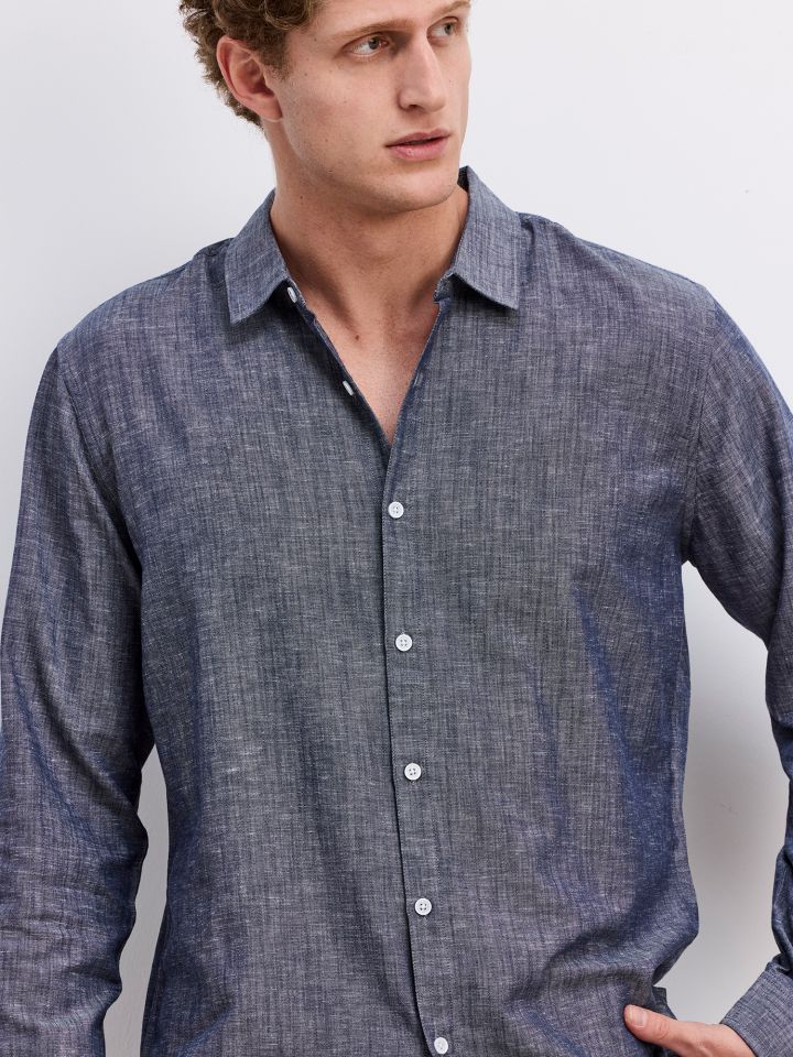 חולצה מכופתרת ארוכה טקסטורה