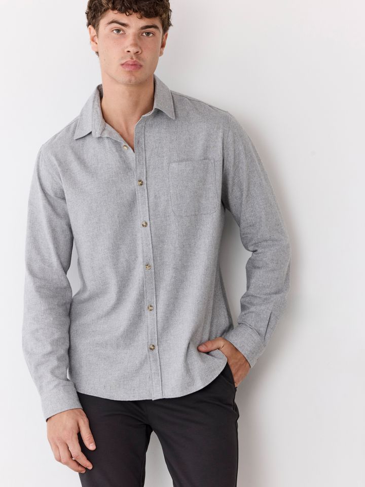 חולצה מכופתרת פלאנל כיס