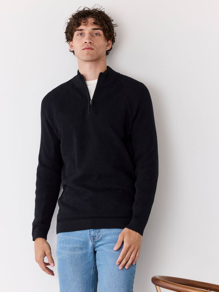 סריג טקסטורה חצי רוכסן