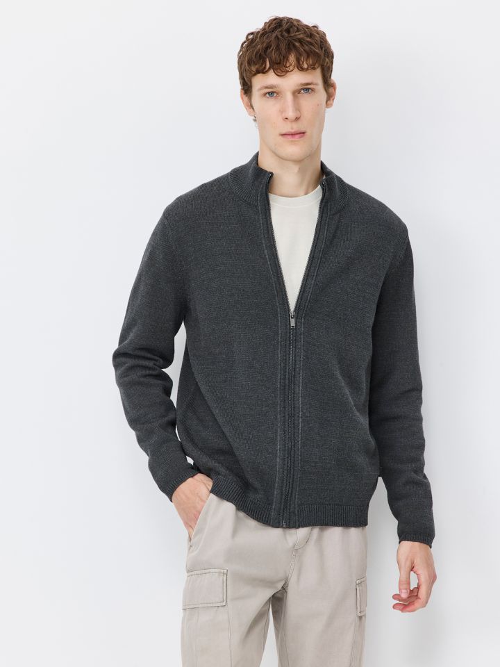 קרדיגן סרוג בשילוב רוכסן