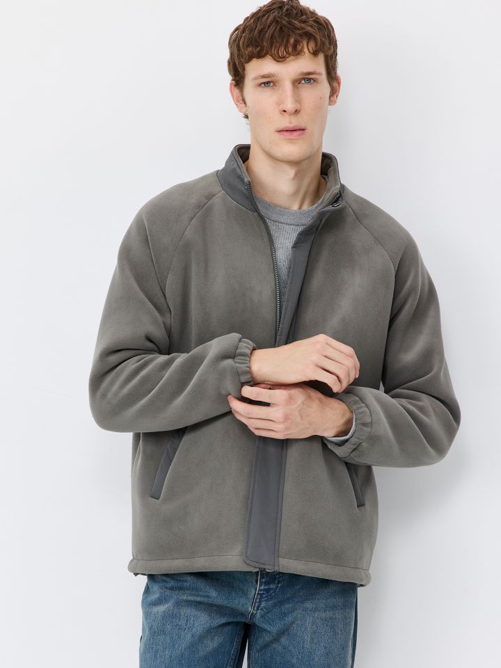 קרדיגן פליז משולב אריג