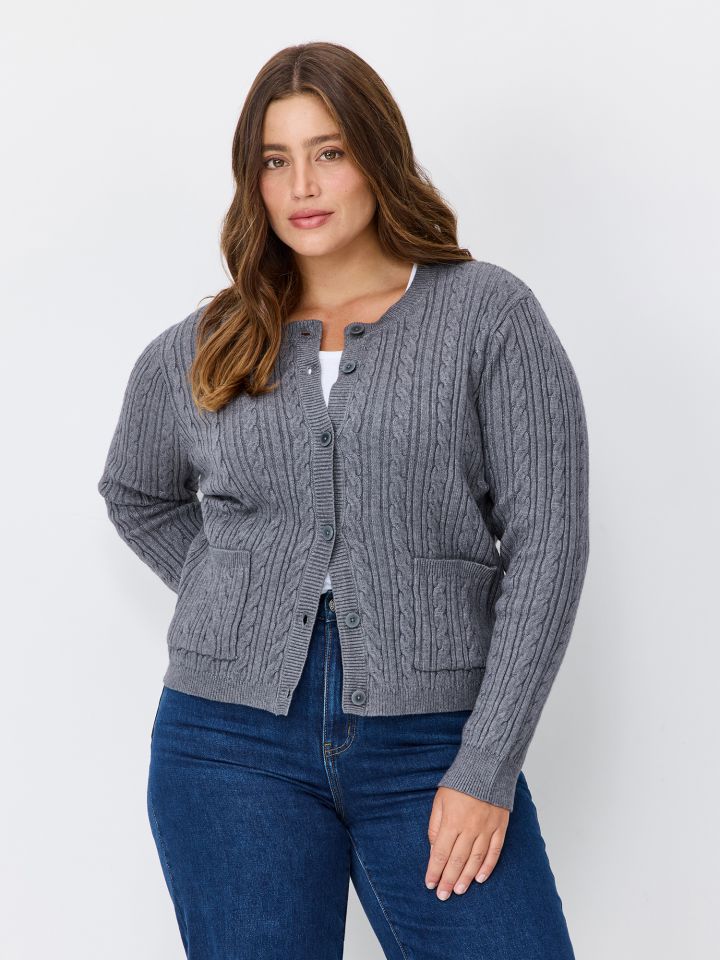 קרדיגן בסריגת צמות