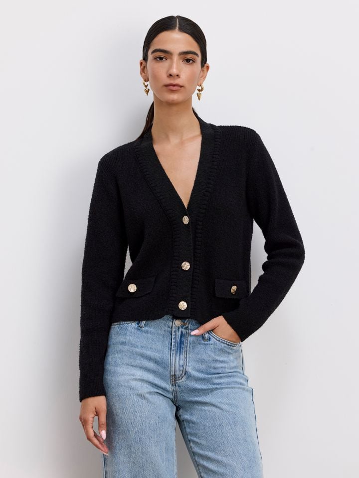 קרדיגן סרוג עם כפתורי זהב