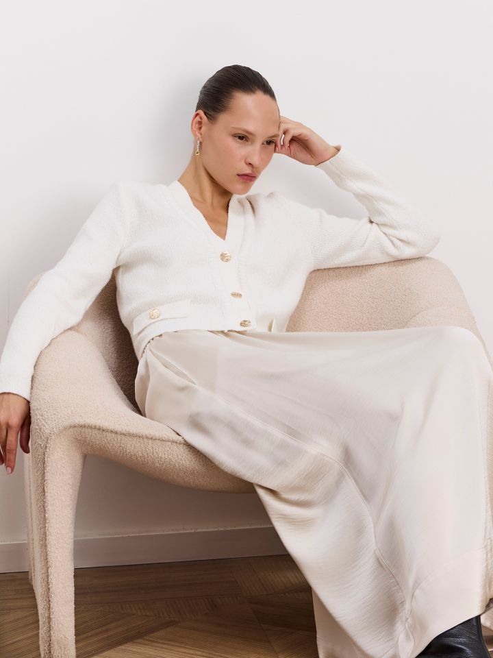 קרדיגן סרוג עם כפתורי זהב