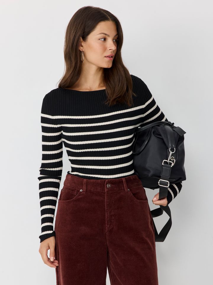 סריג פסים מחשוף סירה