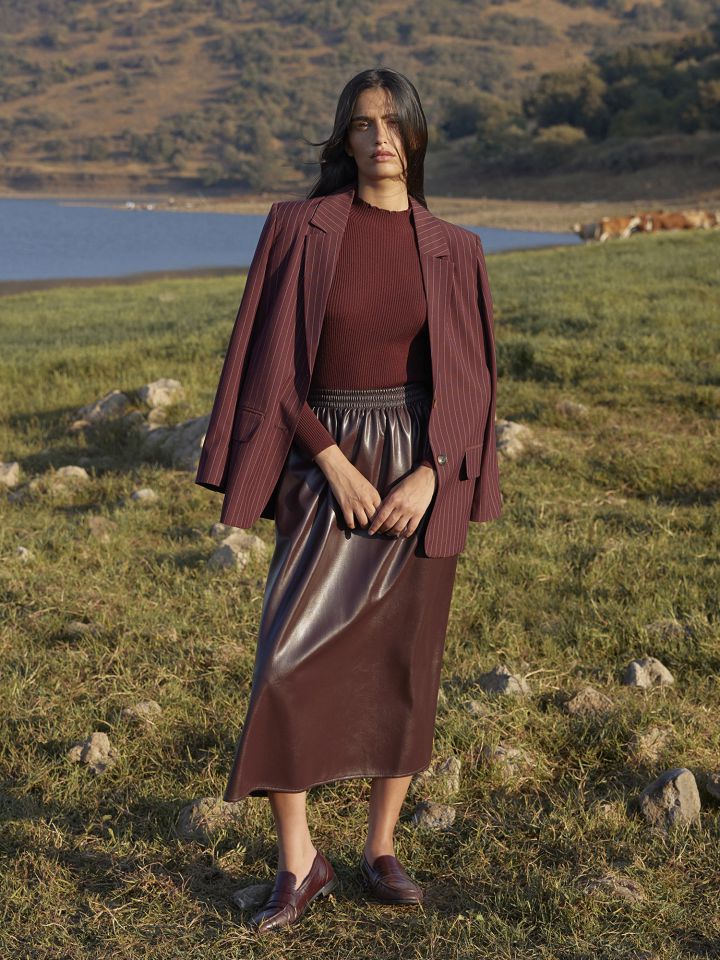 חצאית דמוי עור בורדו