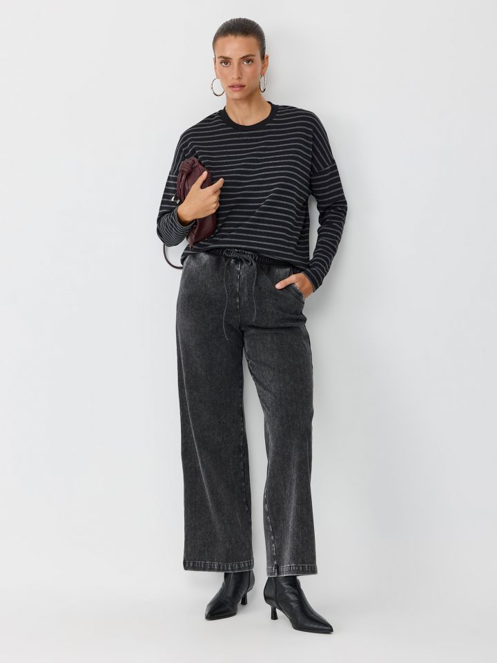 מכנסי פרנץ’ טרי בגזרה מתרחבת