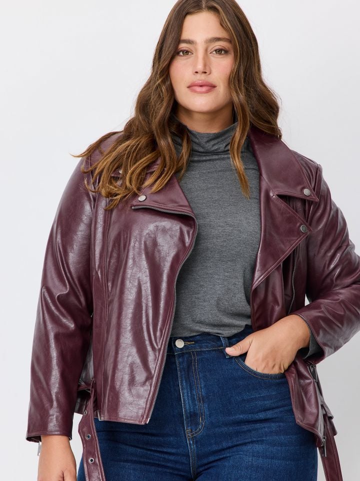 ז’קט בייקר דמוי עור