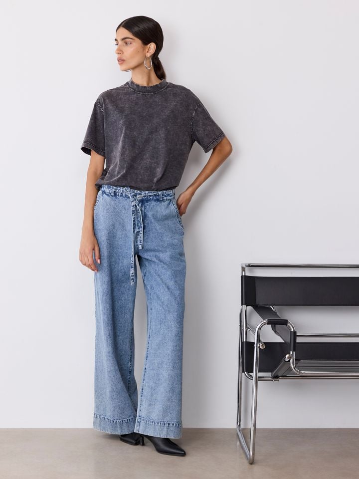 ג’ינס WIDE LEG חגורת קשירה