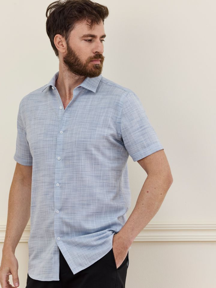 HECHTER PARIS חולצה מכופתרת NON IRON במראה פשתני