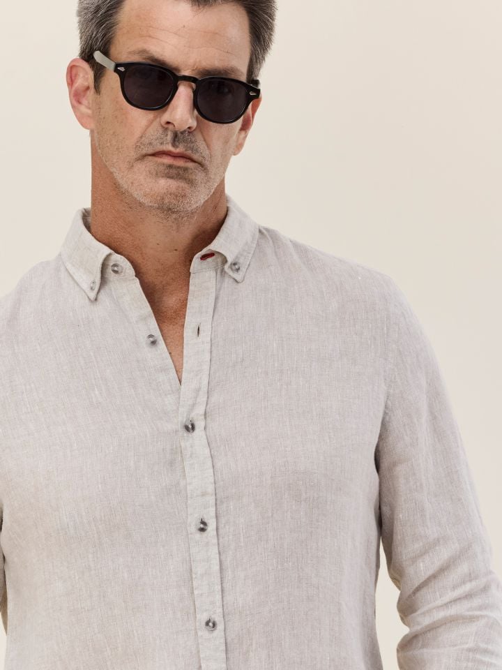 HECHTER PARIS חולצה מכופתרת פשתן