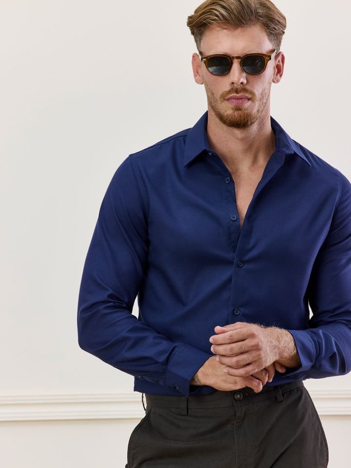 MAX MORETTI חולצה מכופתרת NON IRON טקסטורה