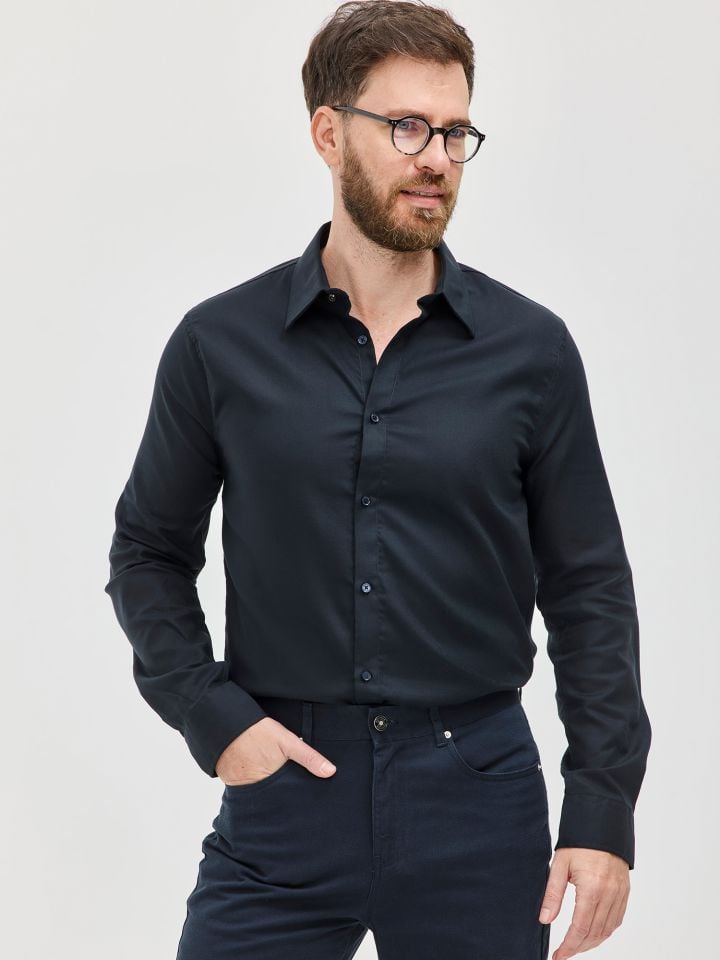 HECHTER PARIS חולצה מכופתרת NON IRON טוויל חלק