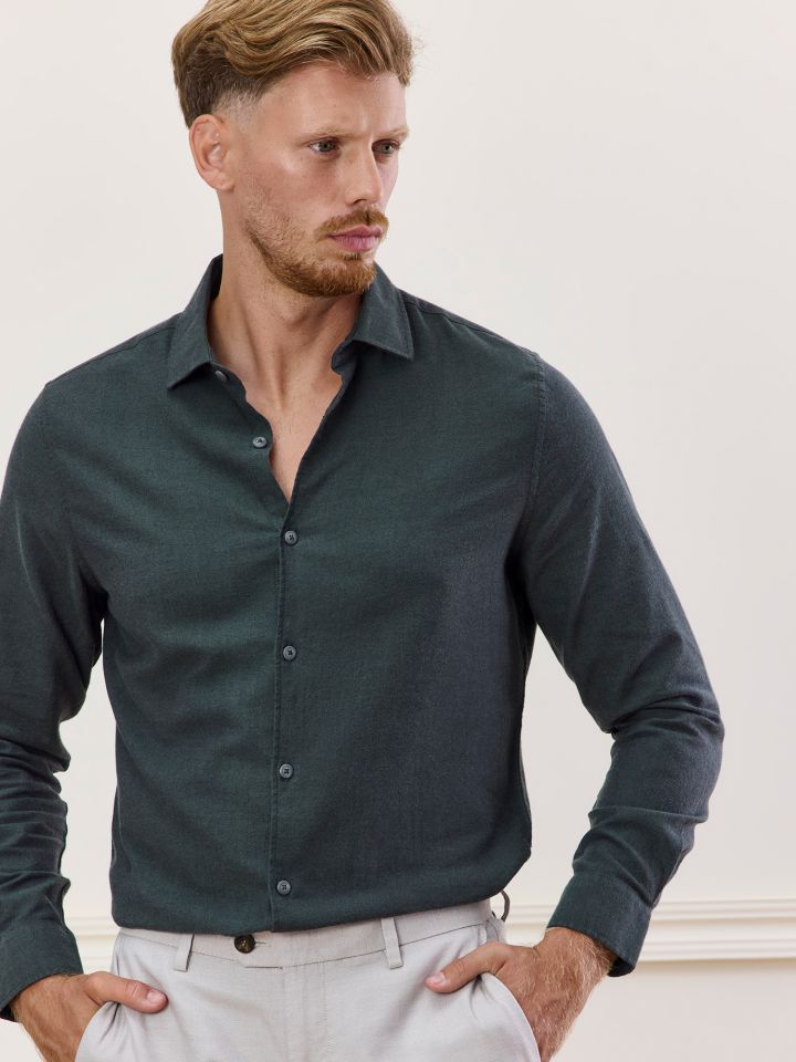 MAX MORETTI חולצה מכופתרת פלנל טוויל