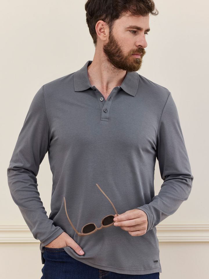 MAX MORETTI חולצת פולו כותנה ליקוויד