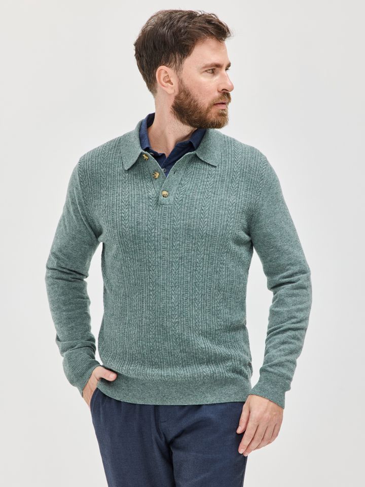 MAX MORETTI סריג פולו צמות 100% צמר מרינו