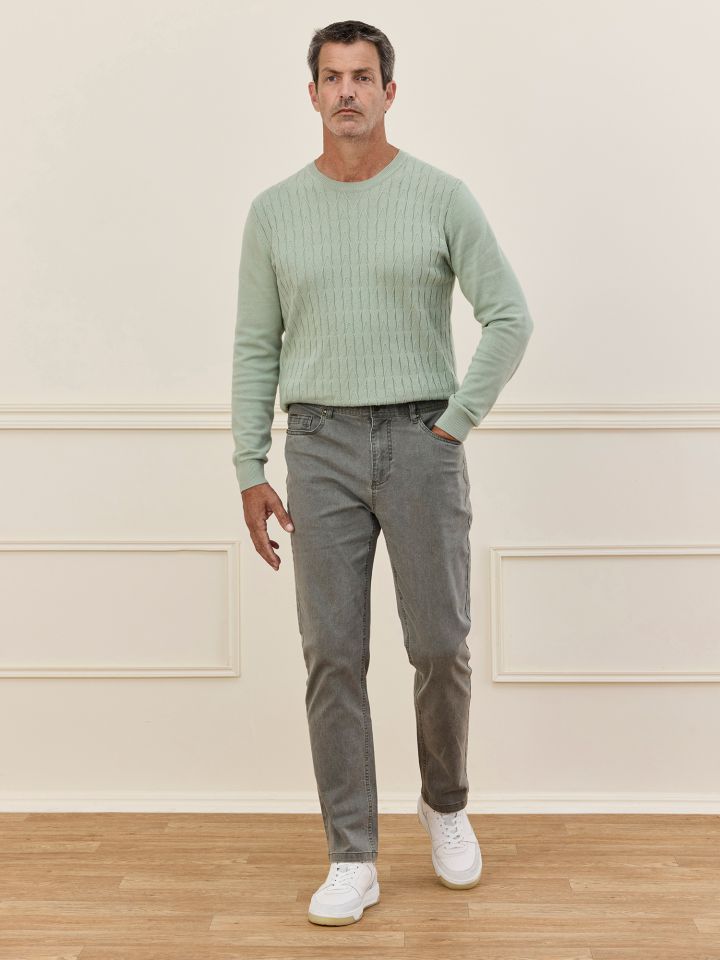 MAX MORETTI מכנסי 5 כיסים בטקסטורה דריל