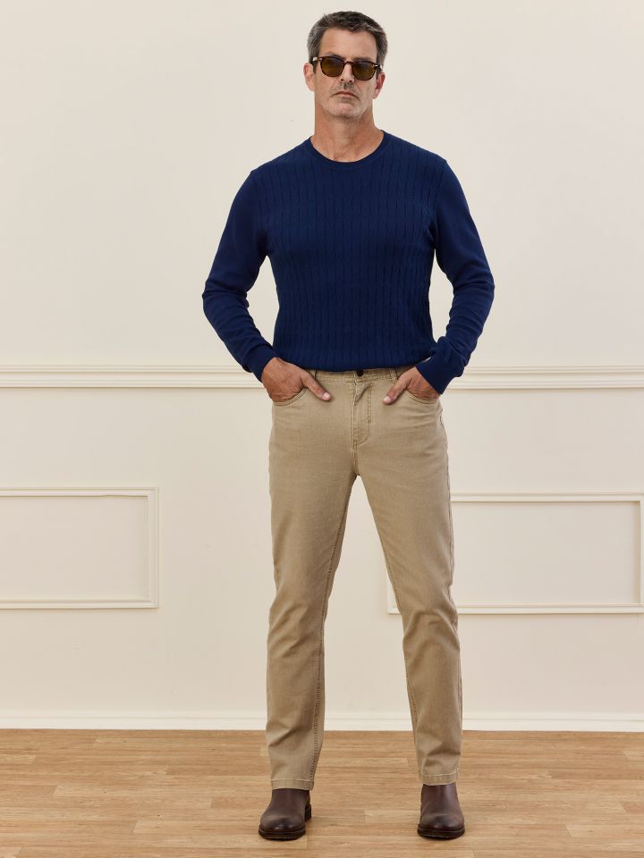 MAX MORETTI מכנסי 5 כיסים בטקסטורה דריל